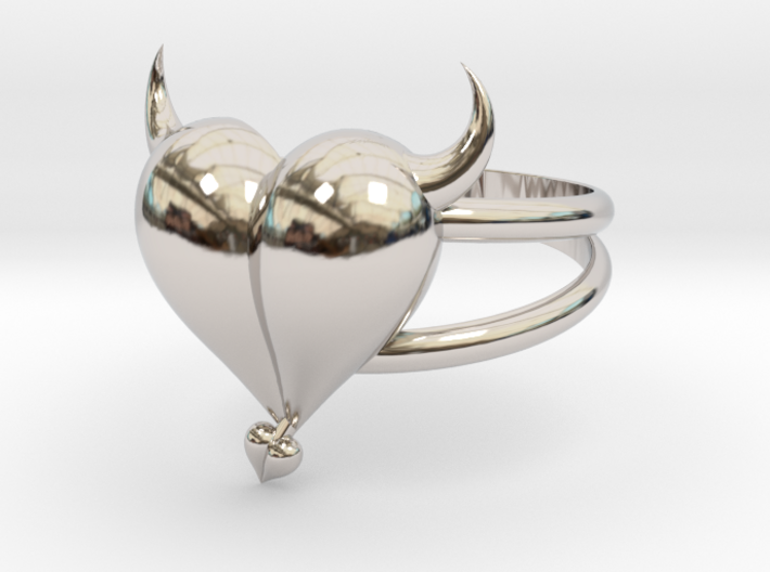 Size 7 Evil Heart Ring 3d printed