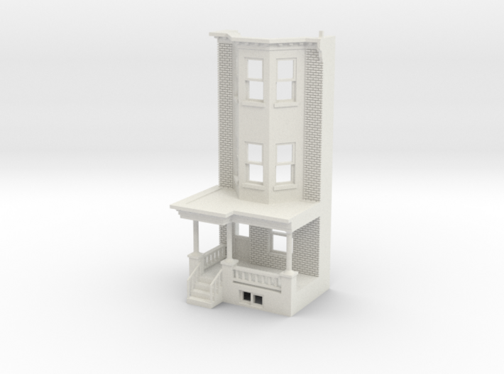 O scale WEST PHILLY 3S ROW HOME Brick LD FRONT 3d printed