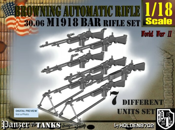 1-18 Browning BAR 1918A2 Set 3d printed