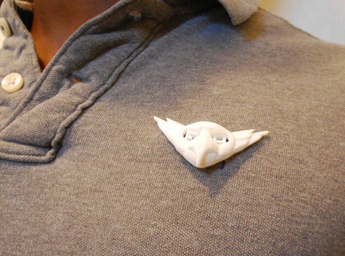 FLYHIGH: Mens Bird Pendant 3d printed FLYHIGH Mens Bird Pendant fitted with a safety pin to a polo