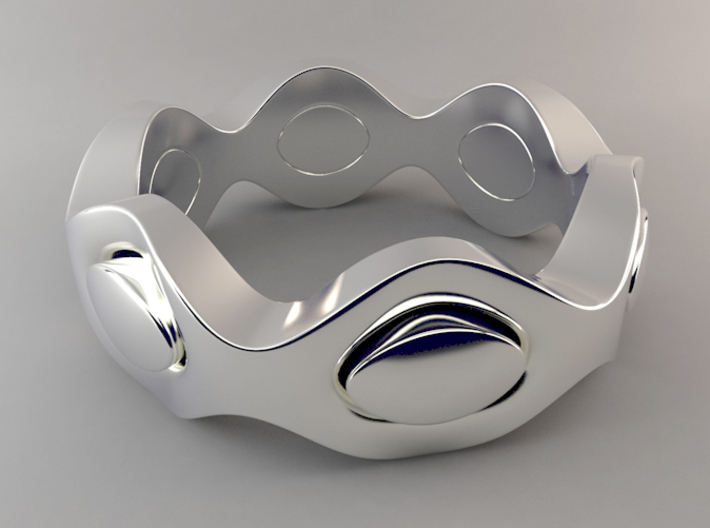 Wavy Ring 3d printed In silver. 3D Render.