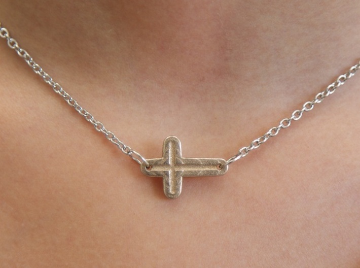 Side Cross Pendant 3d printed (shown in stainless steel)