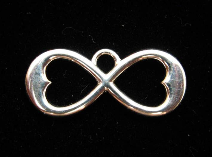Two Hearts Infinity Symbol (small) 3d printed Premium Silver Two-Hearts Pendant