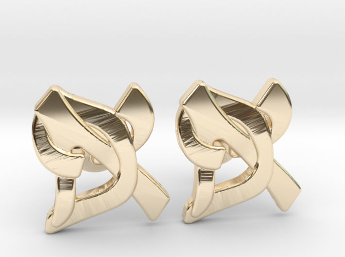 Hebrew Monogram Cufflinks - &quot;Aleph Pay&quot; Large 3d printed