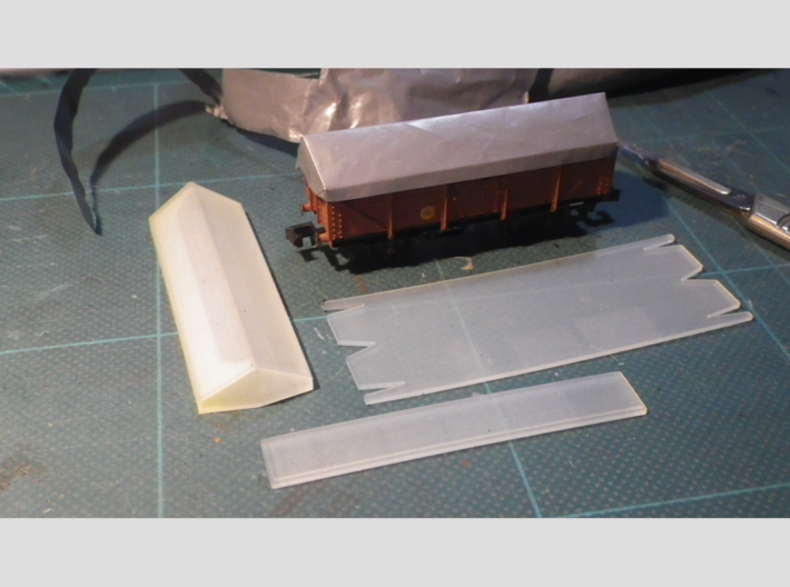 Sheet making tools for Peco KNR-10, N-gauge 15' ta 3d printed The 3 tools in the set (foreground)