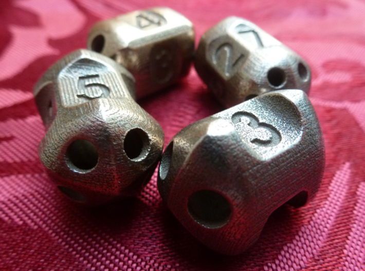 Four sided 'pepperpot' die 3d printed The full set of pepperpot dice