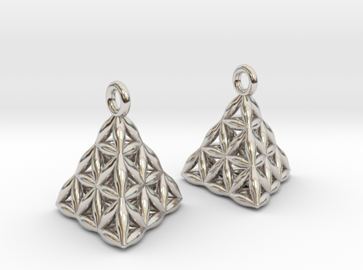 Flower Of Life Tetrahedron Earrings 3d printed