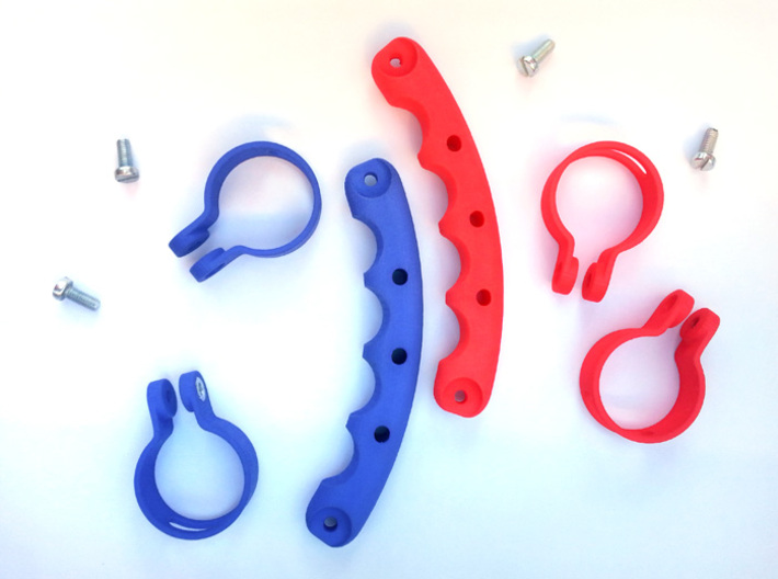 Fixie Carrying Handle 3d printed Royal Blue & Coral Red