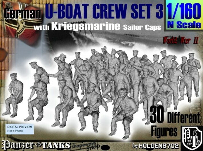 1-160 German U-Boot Crew Set3 3d printed