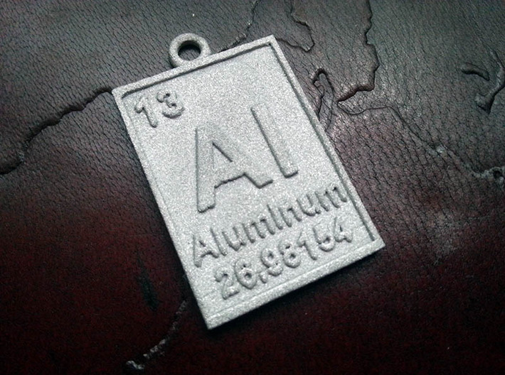 Aluminum Periodic Table Pendant 3d printed The new Raw Aluminum Material.