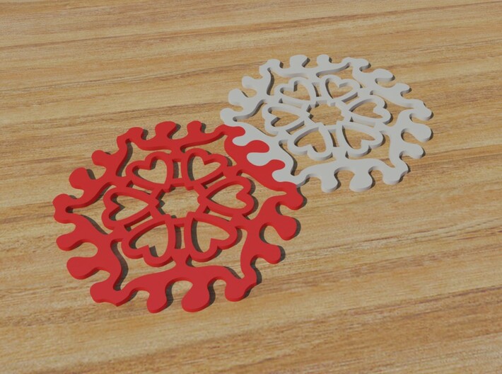 Drink Coaster - Jigsaw Interlocking- Heart Pattern 3d printed 