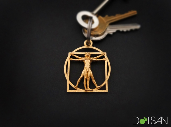 3D Printed Stainless Steel Vitruvian Man Keychain 3d printed 