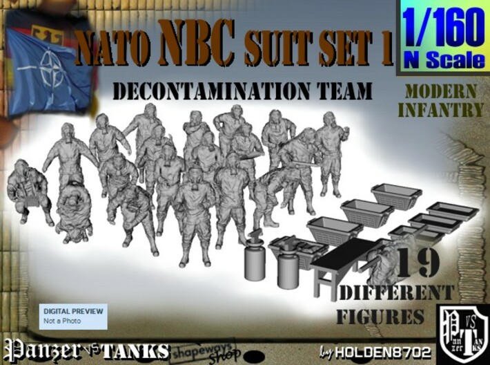 1-160 NATO NBC Suit Set 1 3d printed
