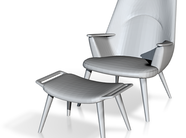 1:24 Wegner Lounge Chair Model AP27 w/ Ottoman 3d printed