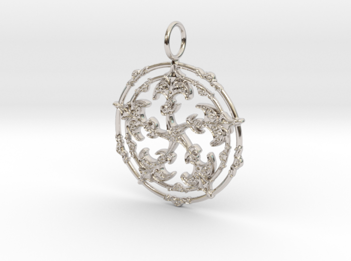 Baroque Fleur de Lys Pentagram pendant 3d printed