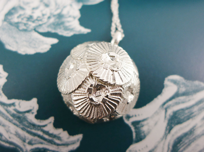 Coccolithus Pendant - Science Jewelry 3d printed Coccolithus pendant in raw silver