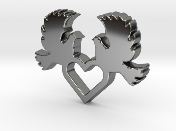 Doves with Heart V1 Pendant - Amour Collection 3d printed