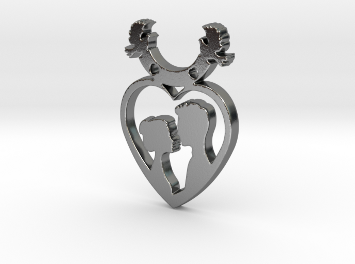 Two in One Heart with Doves V2 Pendant - Amour 3d printed