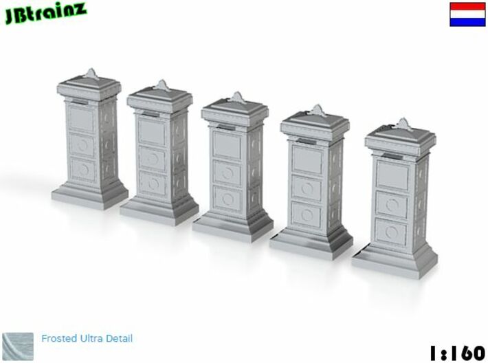 5 Mailboxes Old Dutch (1:160) 3d printed