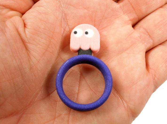 Pac-Man &quot;Pinky&quot; Ghost Ring 3d printed