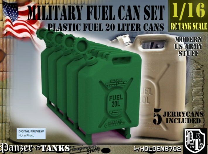 1-16 Military Fuel Can 5 Units 3d printed