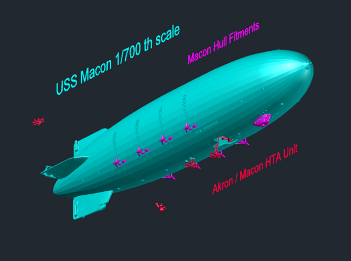 USS Macon 1/700th scale 3d printed Products needed for a completed model.