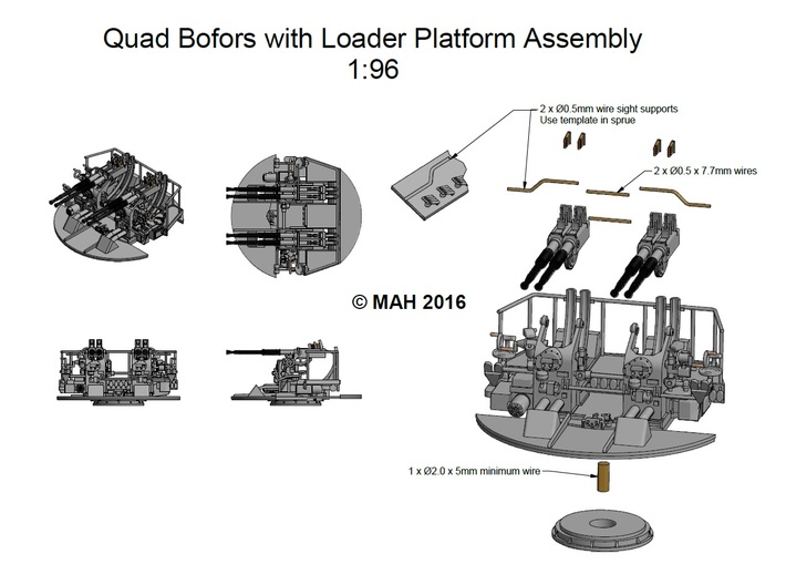 Quad Bofors with Loader platform Kit 1/96 3d printed 