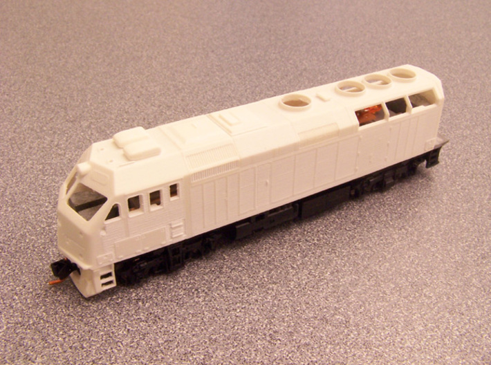 N Scale EMD F40PHM-2 (Metra) 3d printed A test-printed shell on the Kato chassis.