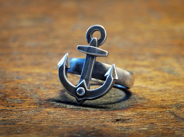 Ahoy Ring (various sizes) 3d printed Silver Glossy (blackened)