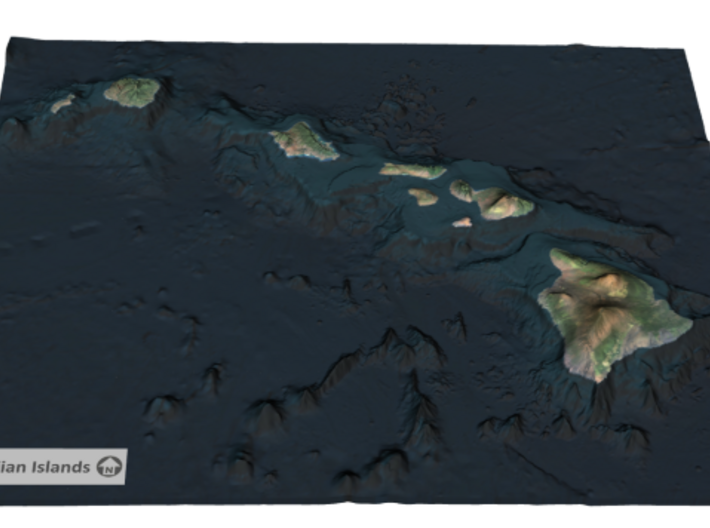Hawaiian Islands Map 3d printed