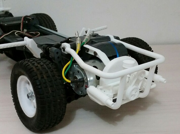 TAMIYA MF01X ENGINE REPLICA AND REAR CAGE 3d printed
