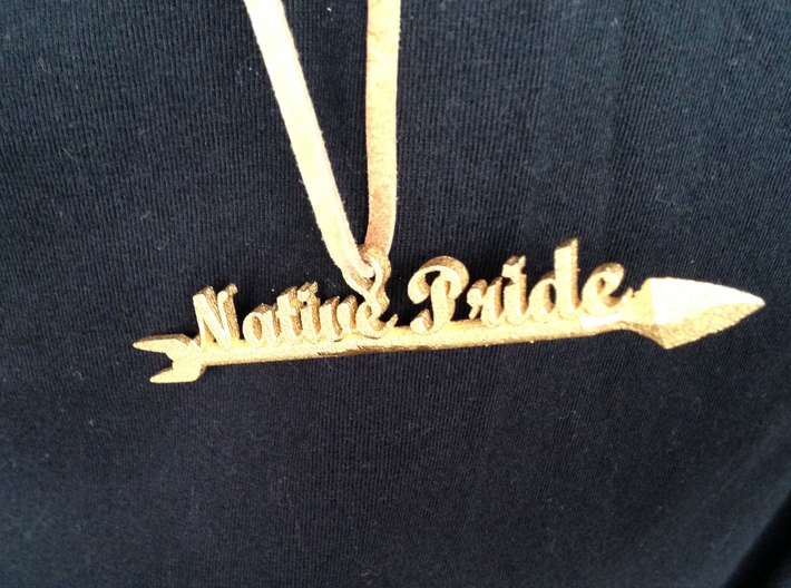 Native Pride Arrow 4 Inch Pendant 3d printed Gold plated steel