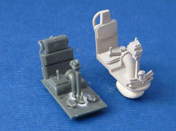 YT1300 DEAGO TURRET GUN WELL SEAT 3d printed Falcon DeAgo gunner seat compared with stock part.