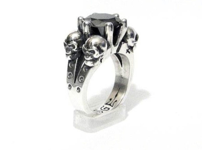 Kat Von D Engagement Ring Replica 3d printed 3ct round black diamond and aftermarket patina Not included