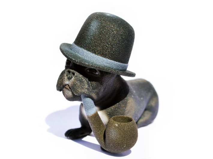 Frenchie With Hat And Pipe 3d printed