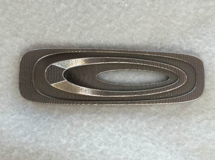 Superellipse Bottle Opener 3d printed Bottom View (Stainless Steel)