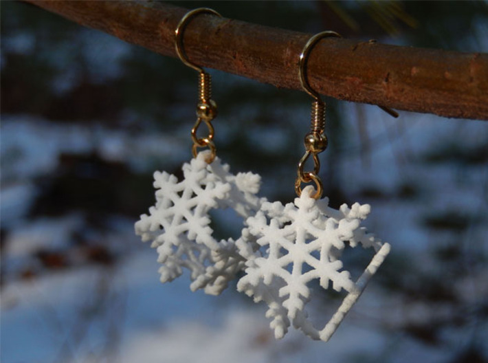 Snowflake Earrings 2 3d printed