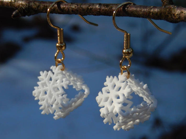 Snowflake Earrings 4 (smaller) 3d printed 