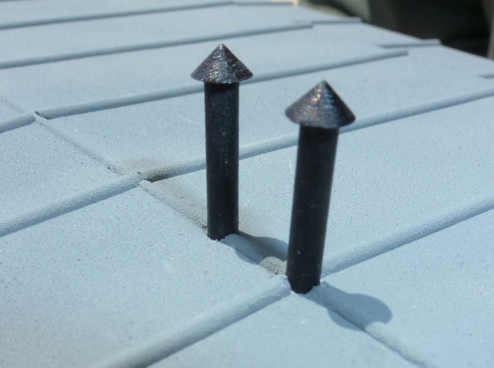 chimney & conical cowl x6.  1:43, 0 gauge.  Chimne 3d printed 