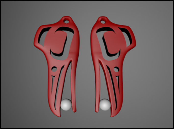 Westcoast Design Raven Earrings - Red 3d printed