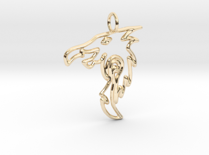 Dragon Pendant 3d printed 14k Gold Plated