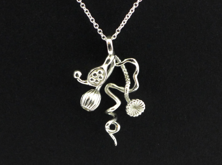 Opercularella Marine Hydrozoan Pendant 3d printed Opercularella pendant in polished silver