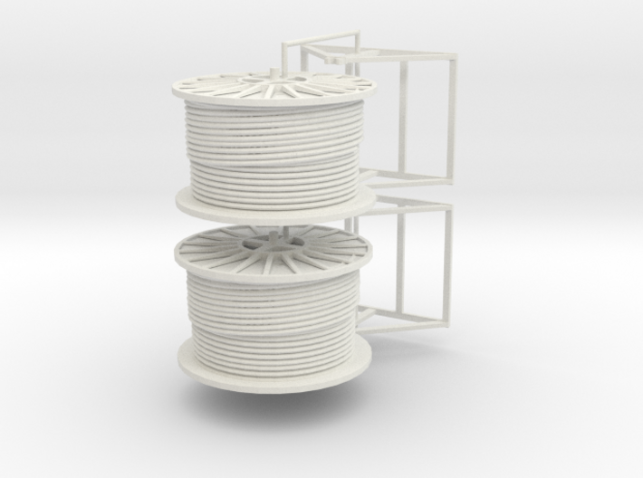 1/50th Pair of Cable Reel Spools on mounts 3d printed