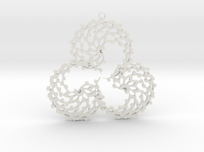 TriSwirl with balls Pendant 3d printed