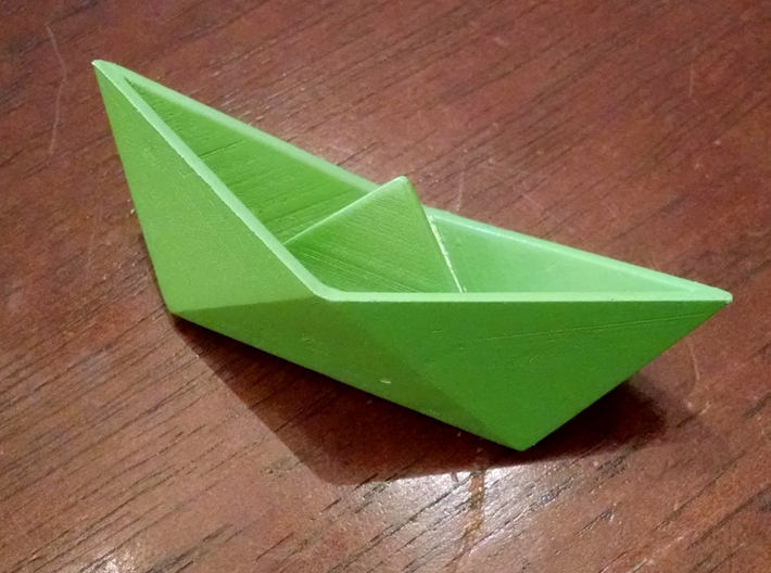 Classic Origami Boat 3d printed This is the model I printed at home and painted green. It floats beautifully! 