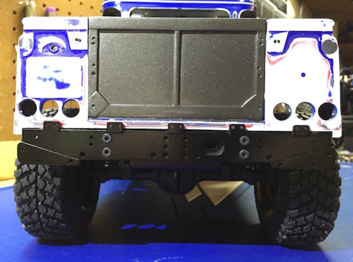 Defender Rear Bumper - All Options 3d printed Surface sanded smooth and painted black.