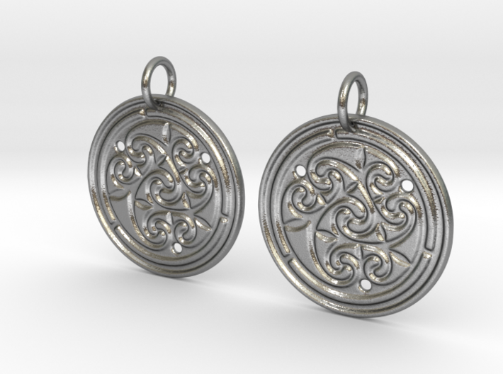 Norse Motif Round Earrings 3d printed