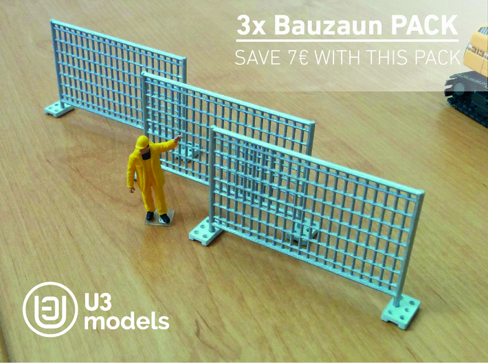 3X Pack 1:50 Bauzaun / Construction fence 3d printed