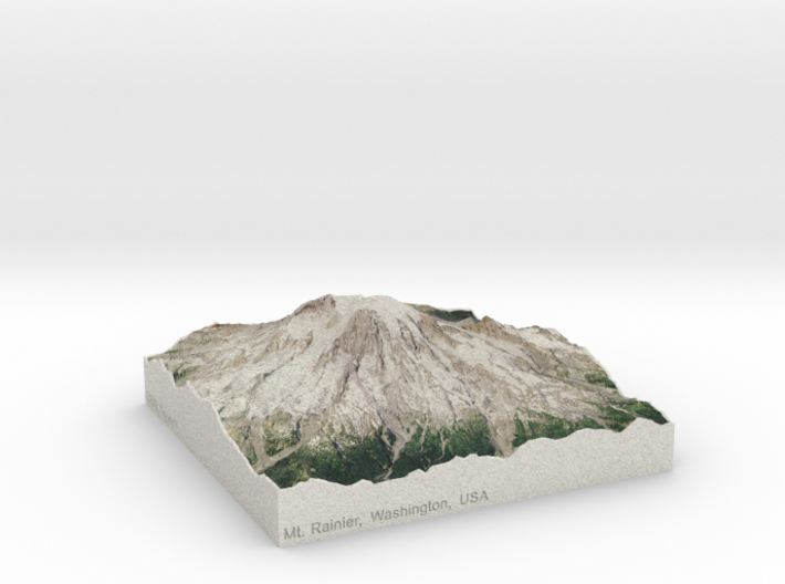 Mt. Rainier, Washington, USA, 1:100000 Explorer 3d printed 