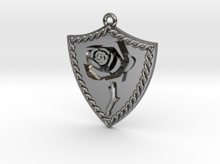 Rose Shield Pendant 3d printed